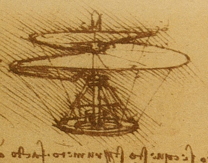 Leonardo da Vinci, sketch of the aerial screw